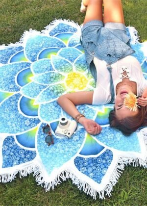 Lotus-Shaped Mandala Beach Towel