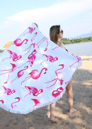 Flamingo Printed Round Beach Towel